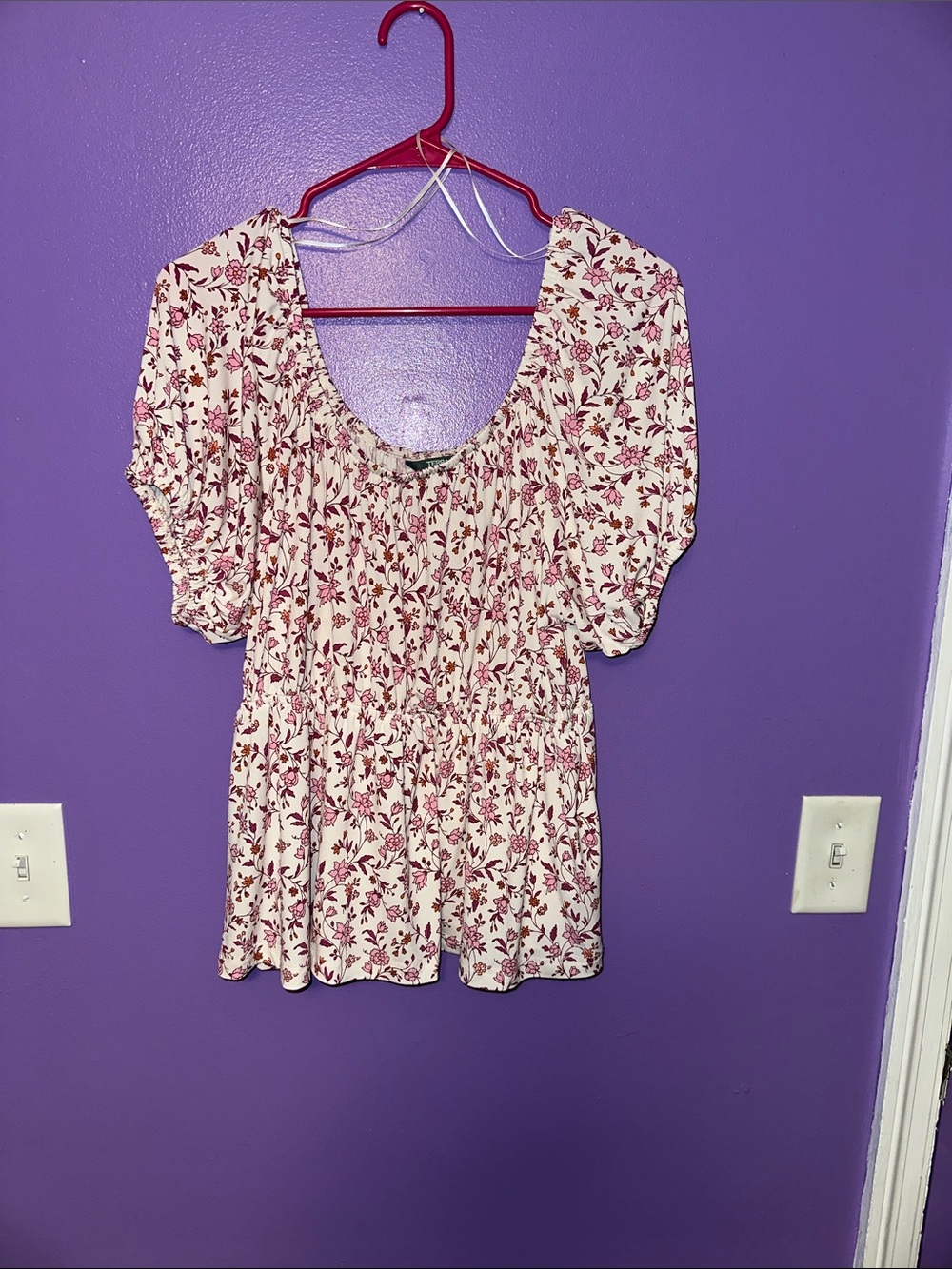 Terra & Sky Cream Floral Puff Sleeve Blouse
